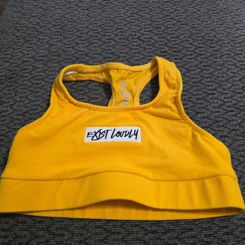 Exist Loudly Sports Bra Youth XL‎ Yellow Good Racerback Cotton Blend Activewear
